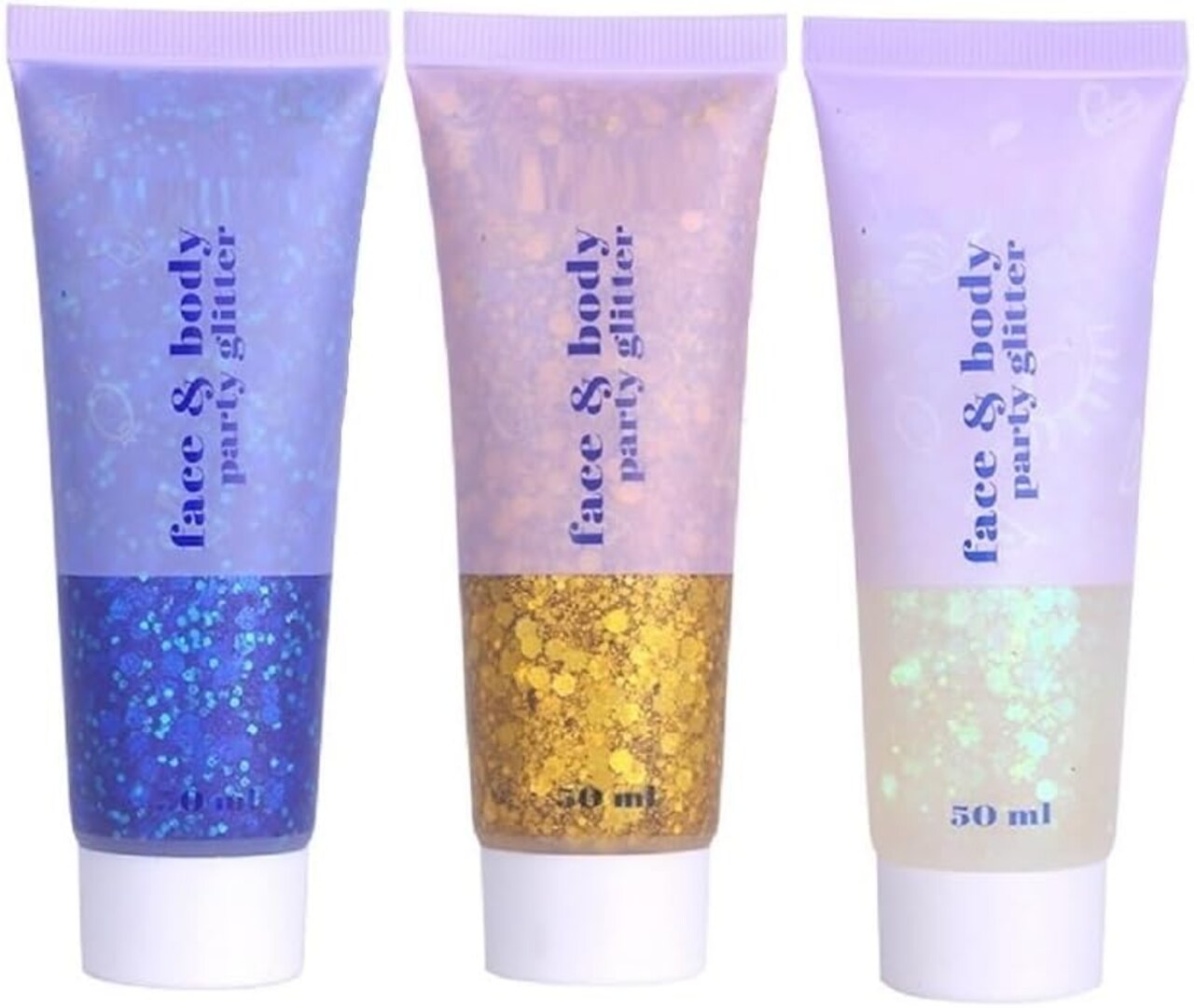 3 Color Face and Body Glitter Gel, Neon Outfit Glow Party for Body Hair Face Nail Glitter Stick Makeup
